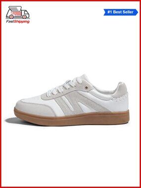🎅 Women Retro Suede Genuine Leather Sneakers Gum Sole Comfy